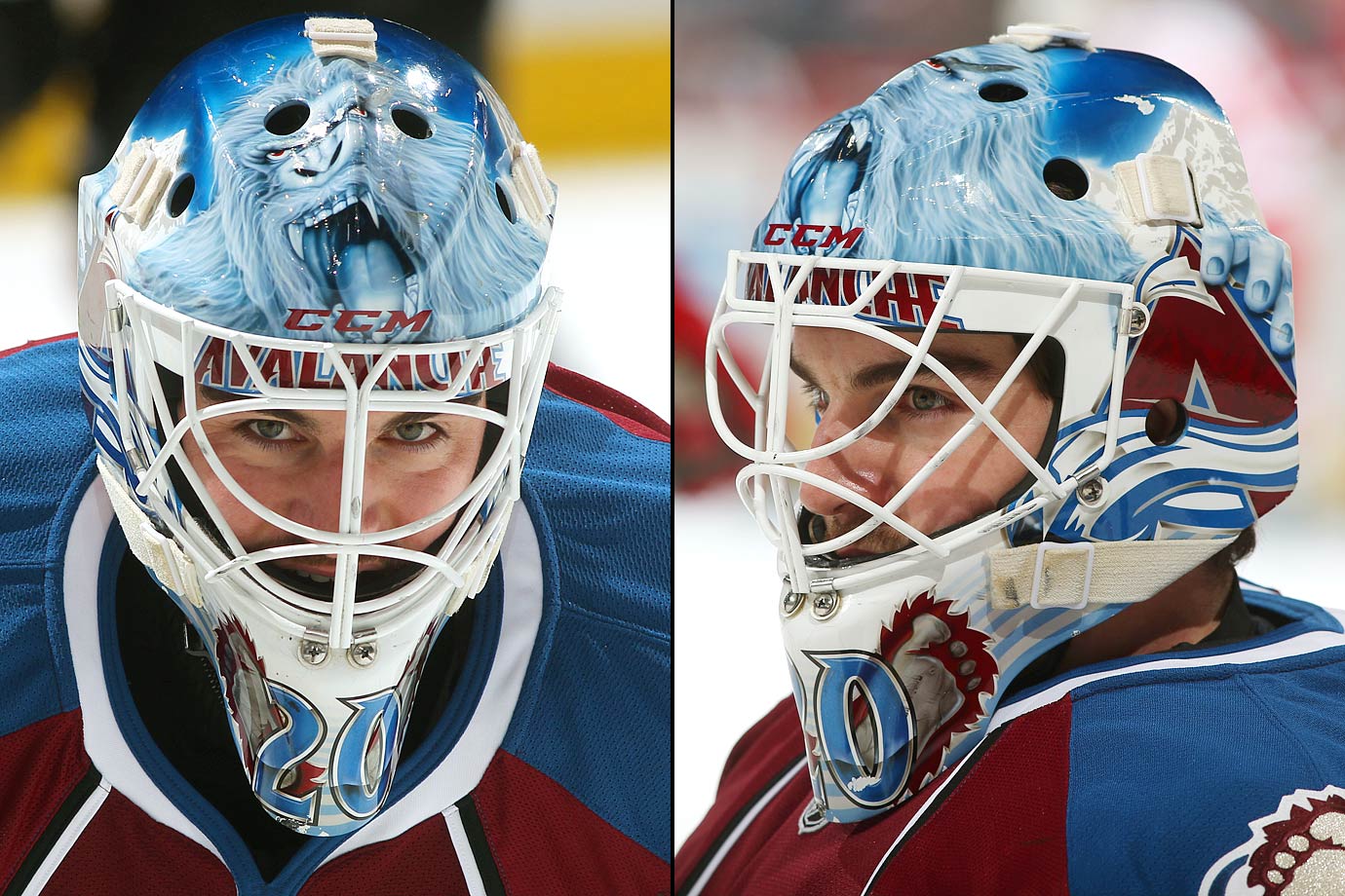 Jean Sebastien Giguere channelling his inner Yeti whenever the Colorado Avalanche wore their third jerseys in 2013.