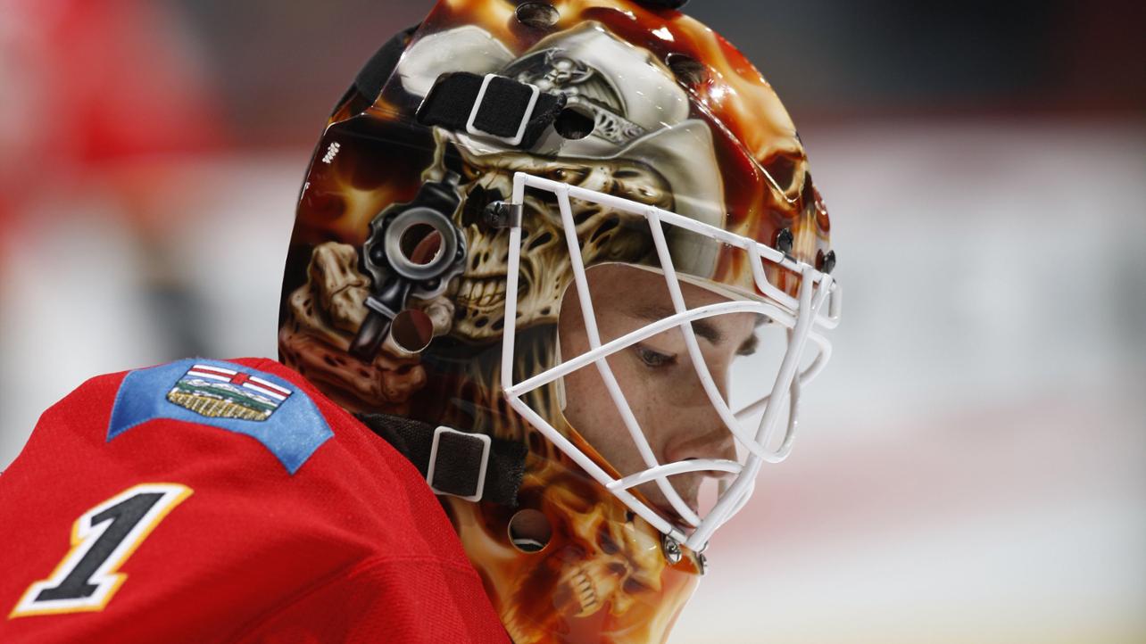 Curtis McElhinney, Calgary Flames: An undead zombie skeleton cowboy and so, so many fiery skulls